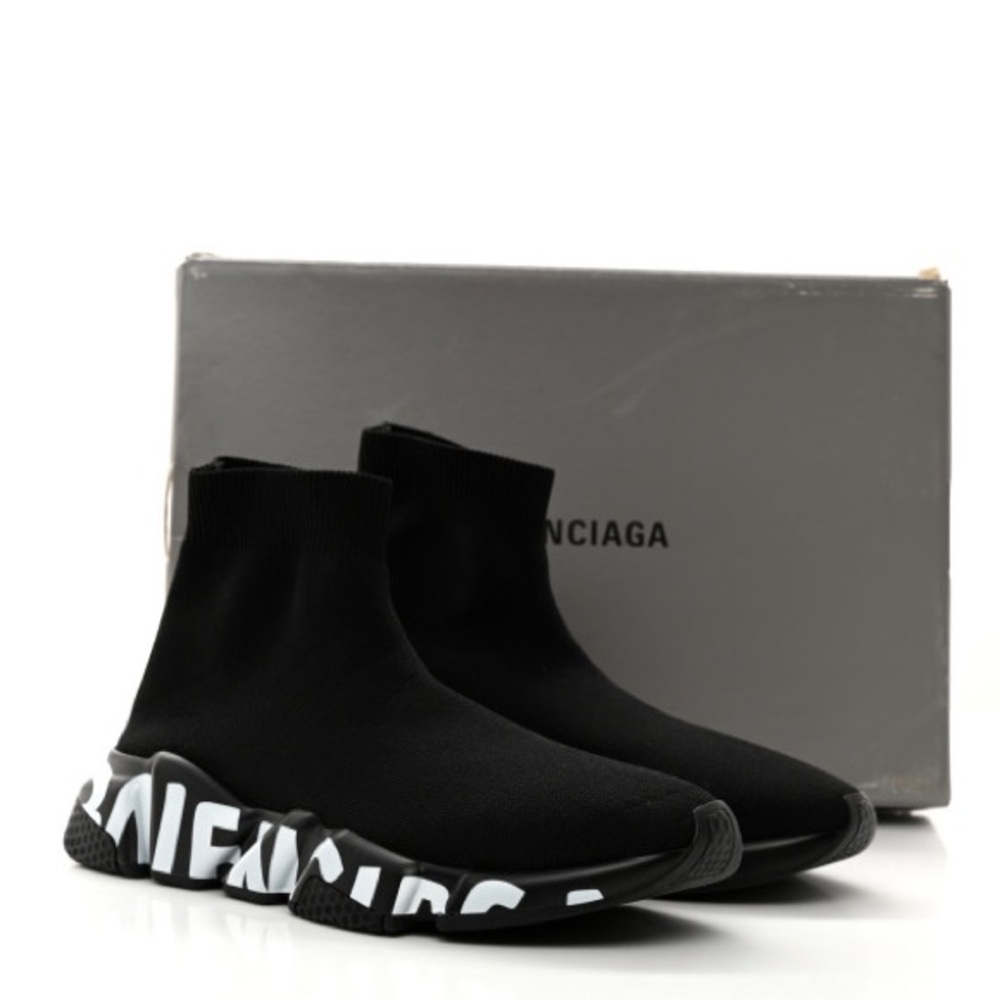 Balenciaga Men's Black and White Sock Sneakers